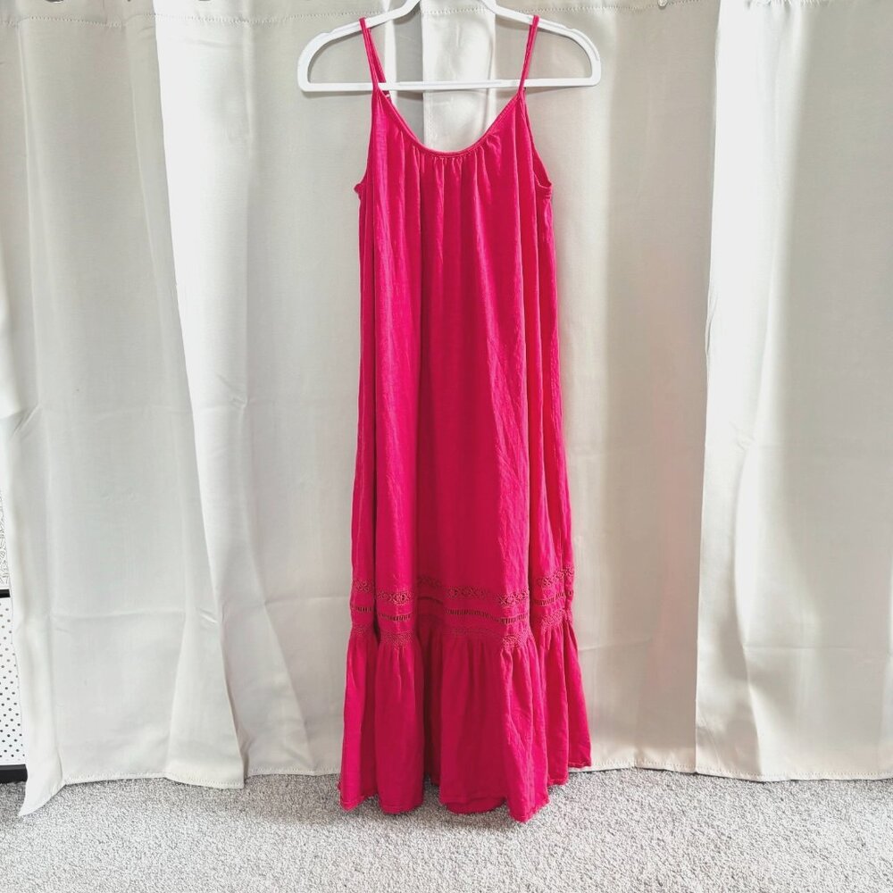 Anthropologie Saturday Sunday Maxi Dress Pink‎ Small Petite Tiered Lace 19147x